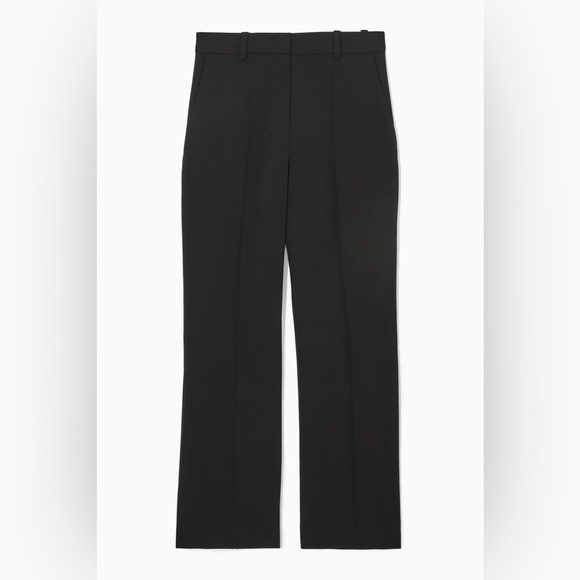 COS Wool Black Wide-leg Crop Trousers - Picture 1 of 13